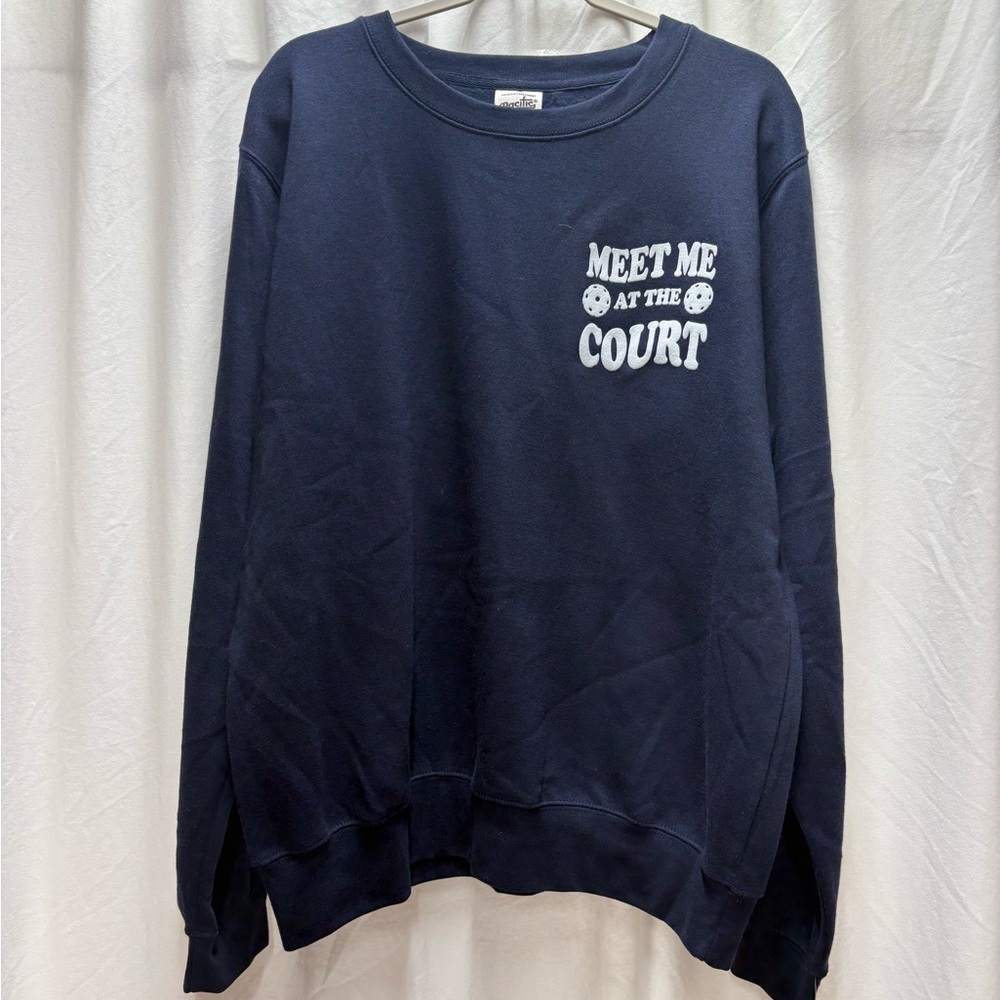 Pacific & Co Pickleball Oversized Sweatshirt Navy Blue white lettering NWT L